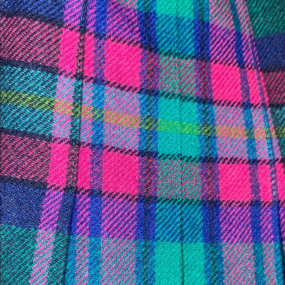 Pendleton Vintage Women's A-Line wool pleated Plaid Skirt in Green/Purple Sz 8 - Picture 7 of 8